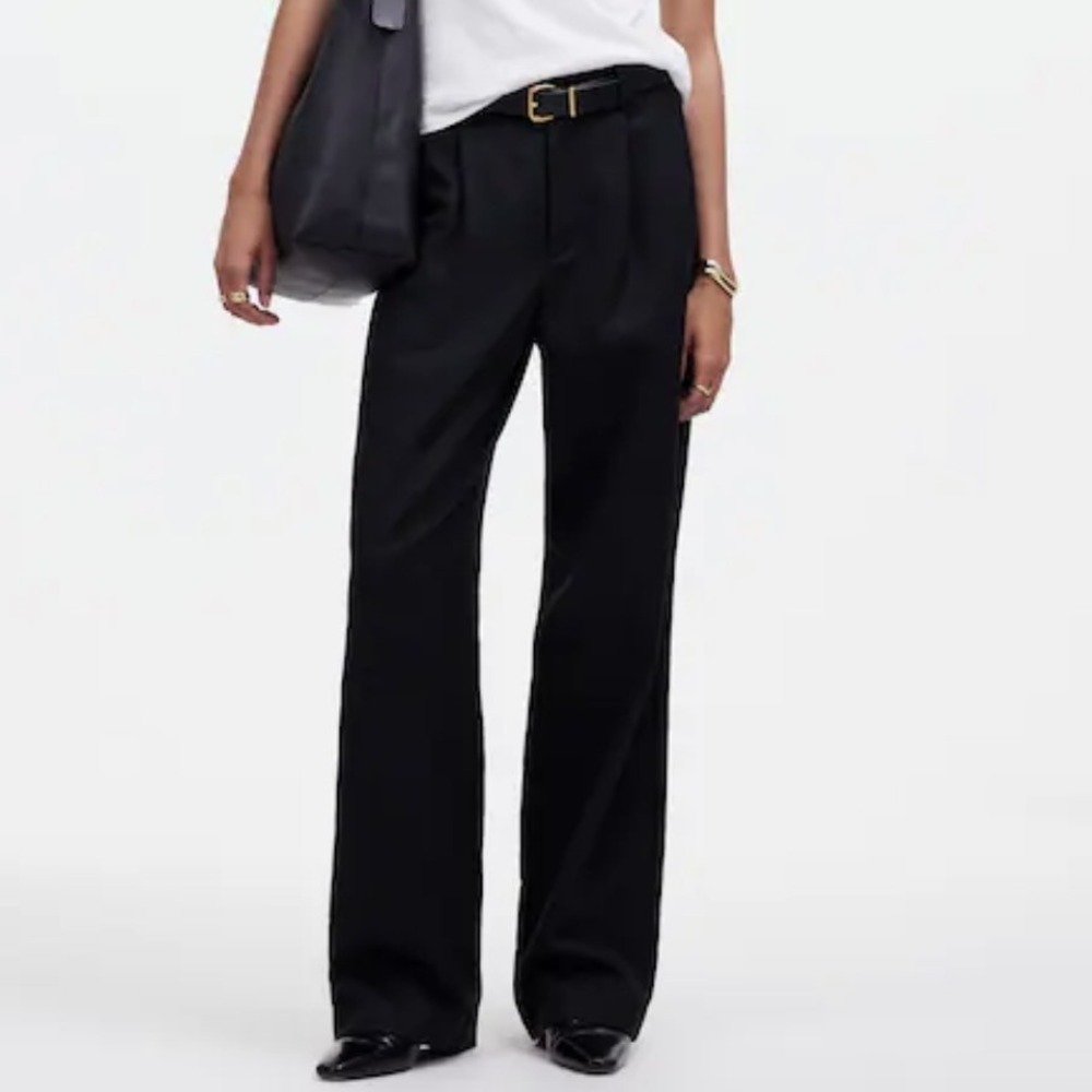 Madewell Slouchy Straight Pants Womens 2 Black Twill Dress Trousers Workwear NWT